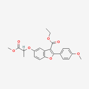 molecular formula C22H22O7 B3406746 Ethyl 5-[(1-methoxy-1-oxopropan-2-yl)oxy]-2-(4-methoxyphenyl)-1-benzofuran-3-carboxylate CAS No. 384360-63-8