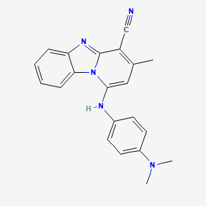 molecular formula C21H19N5 B3406763 1-[4-(Dimethylamino)anilino]-3-methylpyrido[1,2-a]benzimidazole-4-carbonitrile CAS No. 384794-80-3