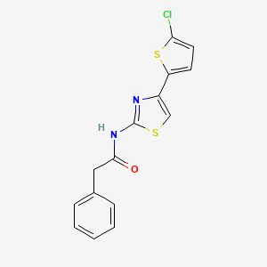 molecular formula C15H11ClN2OS2 B3406776 N-(4-(5-chlorothiophen-2-yl)thiazol-2-yl)-2-phenylacetamide CAS No. 391225-40-4