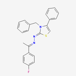 (Z)-3-benzyl-2-((E)-(1-(4-fluorophenyl)ethylidene)hydrazono)-4-phenyl-2,3-dihydrothiazole