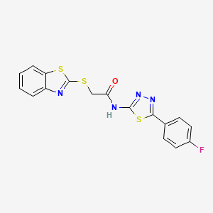 molecular formula C17H11FN4OS3 B3406815 2-(1,3-benzothiazol-2-ylsulfanyl)-N-[5-(4-fluorophenyl)-1,3,4-thiadiazol-2-yl]acetamide CAS No. 394230-48-9