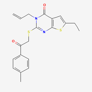 molecular formula C20H20N2O2S2 B3406839 3-allyl-6-ethyl-2-((2-oxo-2-(p-tolyl)ethyl)thio)thieno[2,3-d]pyrimidin-4(3H)-one CAS No. 421577-88-0