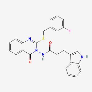 molecular formula C26H21FN4O2S B3406846 N-(2-((3-fluorobenzyl)thio)-4-oxoquinazolin-3(4H)-yl)-3-(1H-indol-3-yl)propanamide CAS No. 422278-67-9