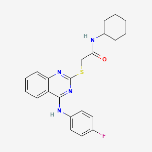 N-cyclohexyl-2-((4-((4-fluorophenyl)amino)quinazolin-2-yl)thio)acetamide