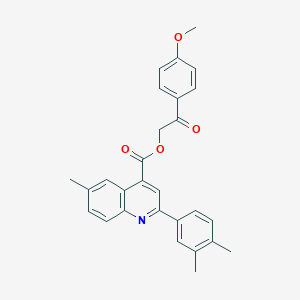molecular formula C28H25NO4 B340688 2-(4-Methoxyphenyl)-2-oxoethyl 2-(3,4-dimethylphenyl)-6-methyl-4-quinolinecarboxylate 