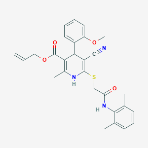 molecular formula C28H29N3O4S B3406912 Allyl 5-cyano-6-((2-((2,6-dimethylphenyl)amino)-2-oxoethyl)thio)-4-(2-methoxyphenyl)-2-methyl-1,4-dihydropyridine-3-carboxylate CAS No. 442556-23-2
