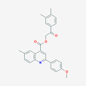 molecular formula C28H25NO4 B340693 2-(3,4-Dimethylphenyl)-2-oxoethyl 2-(4-methoxyphenyl)-6-methyl-4-quinolinecarboxylate 