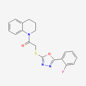 molecular formula C19H16FN3O2S B3406959 1-(3,4-dihydroquinolin-1(2H)-yl)-2-((5-(2-fluorophenyl)-1,3,4-oxadiazol-2-yl)thio)ethanone CAS No. 459846-54-9