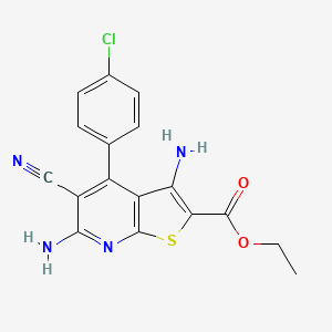 molecular formula C17H13ClN4O2S B3406988 Ethyl 3,6-diamino-4-(4-chlorophenyl)-5-cyanothieno[2,3-b]pyridine-2-carboxylate CAS No. 476318-45-3