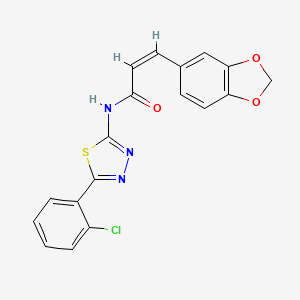 (Z)-3-(benzo[d][1,3]dioxol-5-yl)-N-(5-(2-chlorophenyl)-1,3,4-thiadiazol-2-yl)acrylamide