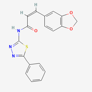 molecular formula C18H13N3O3S B3407006 (Z)-3-(benzo[d][1,3]dioxol-5-yl)-N-(5-phenyl-1,3,4-thiadiazol-2-yl)acrylamide CAS No. 476463-08-8