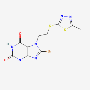 molecular formula C11H11BrN6O2S2 B3407013 8-Bromo-3-methyl-7-[2-[(5-methyl-1,3,4-thiadiazol-2-yl)sulfanyl]ethyl]purine-2,6-dione CAS No. 476482-48-1