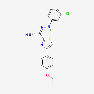 molecular formula C19H15ClN4OS B3407042 (Z)-N'-(3-chlorophenyl)-4-(4-ethoxyphenyl)thiazole-2-carbohydrazonoyl cyanide CAS No. 477190-24-2