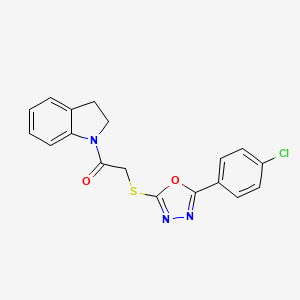 molecular formula C18H14ClN3O2S B3407084 2-((5-(4-Chlorophenyl)-1,3,4-oxadiazol-2-yl)thio)-1-(indolin-1-yl)ethanone CAS No. 484695-40-1