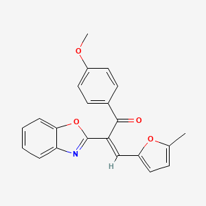 molecular formula C22H17NO4 B3407094 (2Z)-2-(1,3-benzoxazol-2-yl)-1-(4-methoxyphenyl)-3-(5-methylfuran-2-yl)prop-2-en-1-one CAS No. 494200-92-9