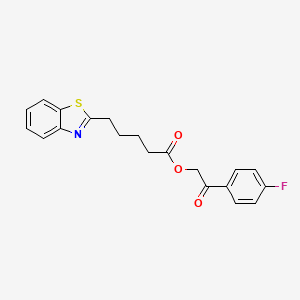 molecular formula C20H18FNO3S B3407103 2-(4-Fluorophenyl)-2-oxoethyl 5-(1,3-benzothiazol-2-yl)pentanoate CAS No. 500267-35-6