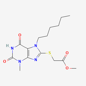 molecular formula C15H22N4O4S B3407110 Methyl 2-(7-hexyl-3-methyl-2,6-dioxopurin-8-yl)sulfanylacetate CAS No. 500273-39-2