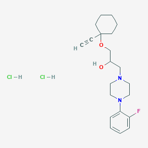 molecular formula C21H31Cl2FN2O2 B3407126 1-((1-Ethynylcyclohexyl)oxy)-3-(4-(2-fluorophenyl)piperazin-1-yl)propan-2-ol dihydrochloride CAS No. 50743-81-2