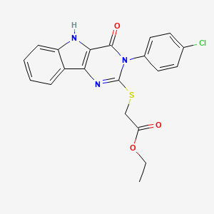 molecular formula C20H16ClN3O3S B3407157 ethyl {[3-(4-chlorophenyl)-4-oxo-4,5-dihydro-3H-pyrimido[5,4-b]indol-2-yl]thio}acetate CAS No. 536715-46-5