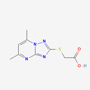 molecular formula C9H10N4O2S B3407181 2-((5,7-dimethyl-[1,2,4]triazolo[1,5-a]pyrimidin-2-yl)thio)acetic acid CAS No. 56347-19-4