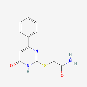molecular formula C12H11N3O2S B3407189 2-(4-Hydroxy-6-phenyl-2-pyrimidinylthio)acetamide CAS No. 56605-38-0