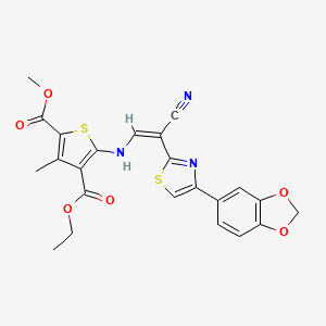 molecular formula C23H19N3O6S2 B3407204 (Z)-4-ethyl 2-methyl 5-((2-(4-(benzo[d][1,3]dioxol-5-yl)thiazol-2-yl)-2-cyanovinyl)amino)-3-methylthiophene-2,4-dicarboxylate CAS No. 573669-44-0