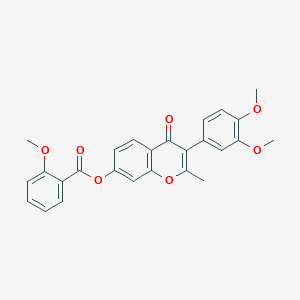 molecular formula C26H22O7 B3407239 3-(3,4-dimethoxyphenyl)-2-methyl-4-oxo-4H-chromen-7-yl 2-methoxybenzoate CAS No. 610753-30-5