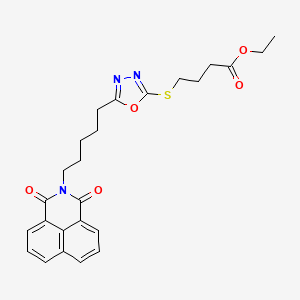 molecular formula C25H27N3O5S B3407240 Ethyl 4-[[5-[5-(1,3-dioxobenzo[de]isoquinolin-2-yl)pentyl]-1,3,4-oxadiazol-2-yl]sulfanyl]butanoate CAS No. 611172-97-5