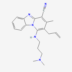 molecular formula C21H25N5 B3407253 1-{[3-(Dimethylamino)propyl]amino}-3-methyl-2-(prop-2-en-1-yl)pyrido[1,2-a]benzimidazole-4-carbonitrile CAS No. 612037-56-6