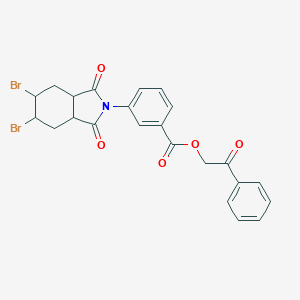 molecular formula C23H19Br2NO5 B340726 2-oxo-2-phenylethyl 3-(5,6-dibromo-1,3-dioxooctahydro-2H-isoindol-2-yl)benzoate 