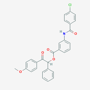 2-(4-Methoxyphenyl)-2-oxo-1-phenylethyl 3-[(4-chlorobenzoyl)amino]benzoate