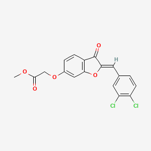 molecular formula C18H12Cl2O5 B3407314 (Z)-methyl 2-((2-(3,4-dichlorobenzylidene)-3-oxo-2,3-dihydrobenzofuran-6-yl)oxy)acetate CAS No. 620547-60-6