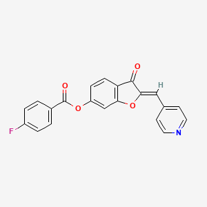 molecular formula C21H12FNO4 B3407349 (Z)-3-oxo-2-(pyridin-4-ylmethylene)-2,3-dihydrobenzofuran-6-yl 4-fluorobenzoate CAS No. 622802-70-4