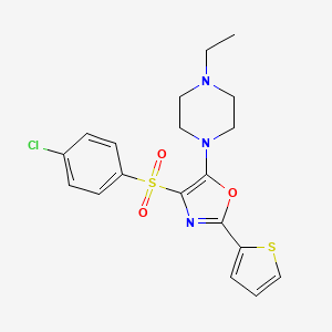 B3407409 4-(4-Chlorophenyl)sulfonyl-5-(4-ethylpiperazin-1-yl)-2-thiophen-2-yl-1,3-oxazole CAS No. 627834-89-3