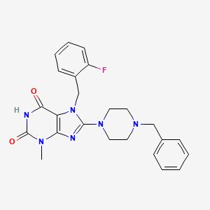 molecular formula C24H25FN6O2 B3407487 8-(4-benzylpiperazin-1-yl)-7-(2-fluorobenzyl)-3-methyl-3,7-dihydro-1H-purine-2,6-dione CAS No. 671818-98-7