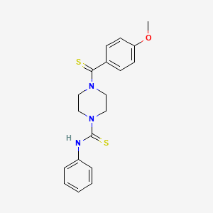 molecular formula C19H21N3OS2 B3407536 4-(4-methoxybenzenecarbothioyl)-N-phenylpiperazine-1-carbothioamide CAS No. 694477-11-7