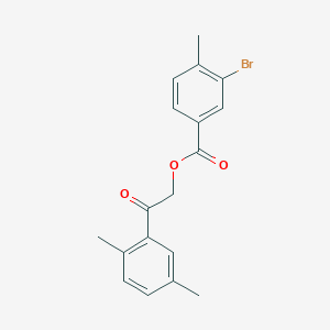 molecular formula C18H17BrO3 B340756 2-(2,5-Dimethylphenyl)-2-oxoethyl 3-bromo-4-methylbenzoate 
