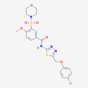 molecular formula C21H21ClN4O6S2 B340758 N-{5-[(4-chlorophenoxy)methyl]-1,3,4-thiadiazol-2-yl}-4-methoxy-3-(morpholin-4-ylsulfonyl)benzamide 
