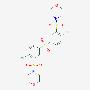 molecular formula C20H22Cl2N2O8S3 B340759 4-[(2-Chloro-5-{[4-chloro-3-(morpholin-4-ylsulfonyl)phenyl]sulfonyl}phenyl)sulfonyl]morpholine 