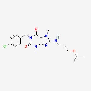 molecular formula C20H26ClN5O3 B3407682 1-(4-chlorobenzyl)-8-((3-isopropoxypropyl)amino)-3,7-dimethyl-1H-purine-2,6(3H,7H)-dione CAS No. 840498-26-2