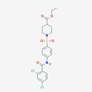 molecular formula C21H22Cl2N2O5S B340771 Ethyl 1-({4-[(2,4-dichlorobenzoyl)amino]phenyl}sulfonyl)piperidine-4-carboxylate 