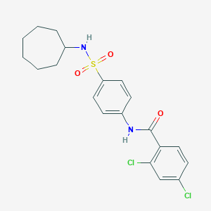 molecular formula C20H22Cl2N2O3S B340772 2,4-dichloro-N-{4-[(cycloheptylamino)sulfonyl]phenyl}benzamide 