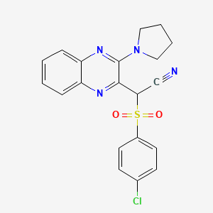 molecular formula C20H17ClN4O2S B3407731 2-(4-Chlorobenzenesulfonyl)-2-[3-(pyrrolidin-1-yl)quinoxalin-2-yl]acetonitrile CAS No. 844651-78-1