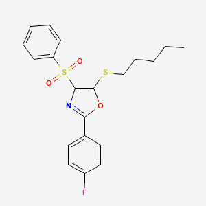 molecular formula C20H20FNO3S2 B3407797 2-(4-Fluorophenyl)-5-(pentylthio)-4-(phenylsulfonyl)oxazole CAS No. 850927-08-1
