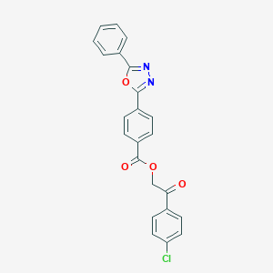 molecular formula C23H15ClN2O4 B340780 2-(4-Chlorophenyl)-2-oxoethyl 4-(5-phenyl-1,3,4-oxadiazol-2-yl)benzoate 