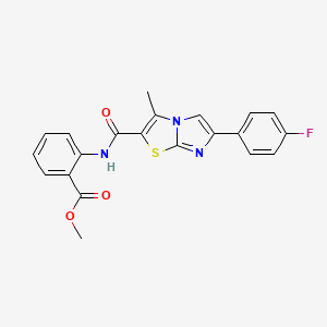 molecular formula C21H16FN3O3S B3407822 Methyl 2-(6-(4-fluorophenyl)-3-methylimidazo[2,1-b]thiazole-2-carboxamido)benzoate CAS No. 852134-31-7