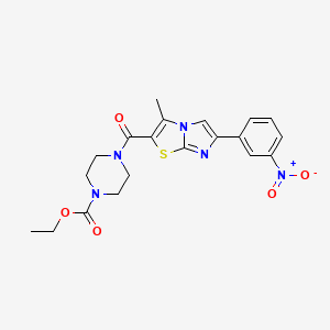 Ethyl 4-(3-methyl-6-(3-nitrophenyl)imidazo[2,1-b]thiazole-2-carbonyl)piperazine-1-carboxylate