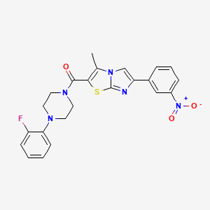 molecular formula C23H20FN5O3S B3407839 (4-(2-Fluorophenyl)piperazin-1-yl)(3-methyl-6-(3-nitrophenyl)imidazo[2,1-b]thiazol-2-yl)methanone CAS No. 852135-41-2