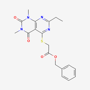 molecular formula C19H20N4O4S B3407866 Benzyl 2-((2-ethyl-6,8-dimethyl-5,7-dioxo-5,6,7,8-tetrahydropyrimido[4,5-d]pyrimidin-4-yl)thio)acetate CAS No. 852170-65-1