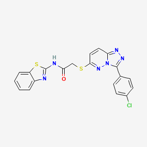 molecular formula C20H13ClN6OS2 B3407903 N-(benzo[d]thiazol-2-yl)-2-((3-(4-chlorophenyl)-[1,2,4]triazolo[4,3-b]pyridazin-6-yl)thio)acetamide CAS No. 852373-47-8